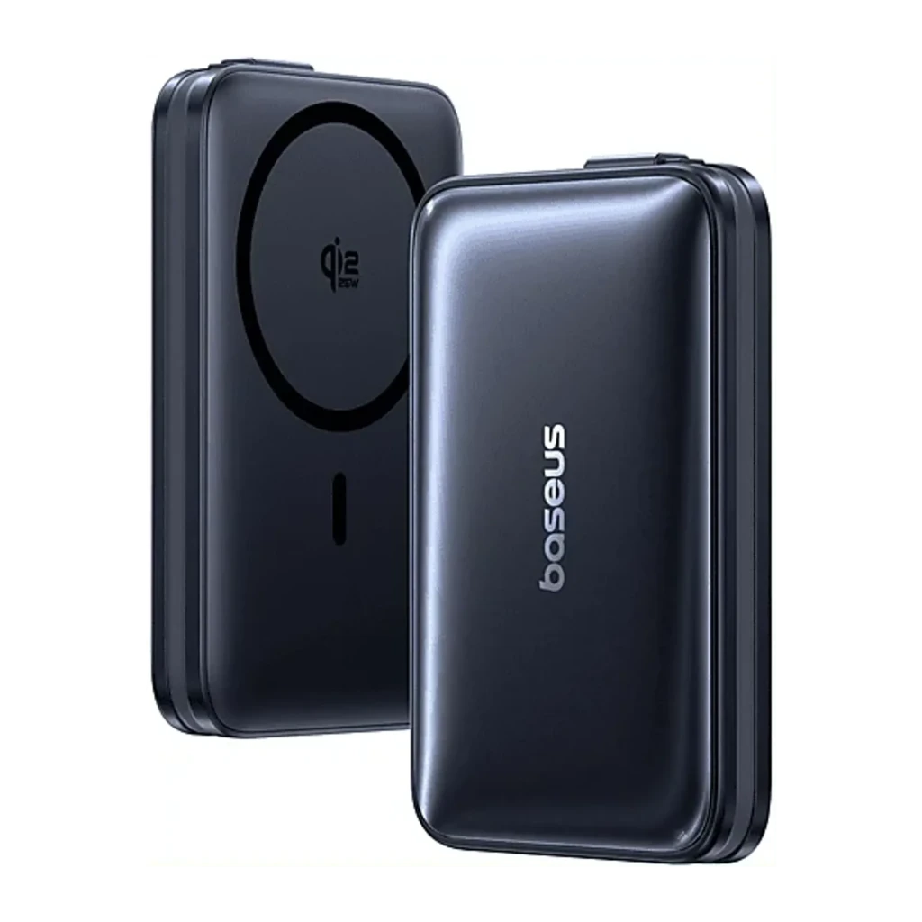 Power Bank Baseus PicoGo AM61 Qi2.2 25W noir compact avec anneau de charge magnétique, câble USB-C rétractable, LED d’état et coins arrondis, 10000mAh - Ítem2