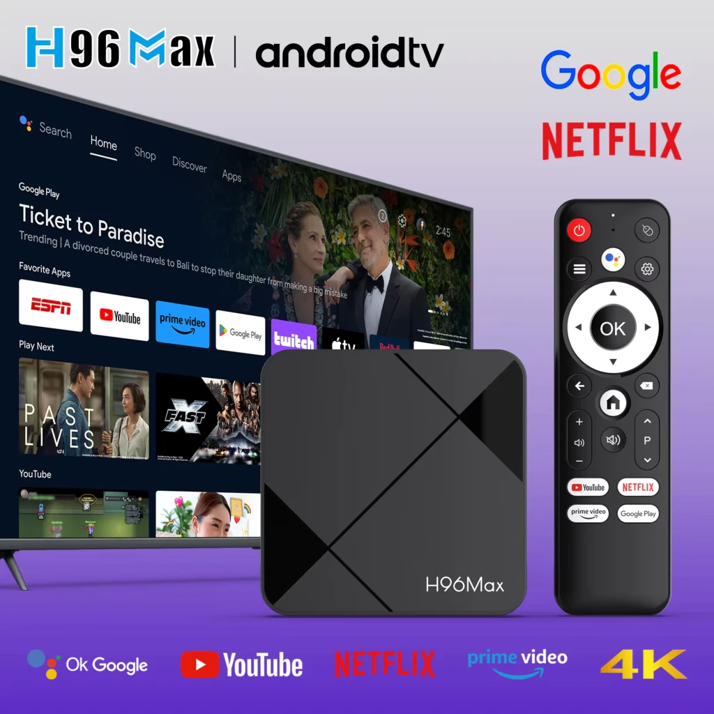 Reproductor Multimedia H96 Max 3518B RK3518 2G+8G Android 14 con control remoto, caja negra compacta con acabados geométricos y puertos laterales - Ítem3