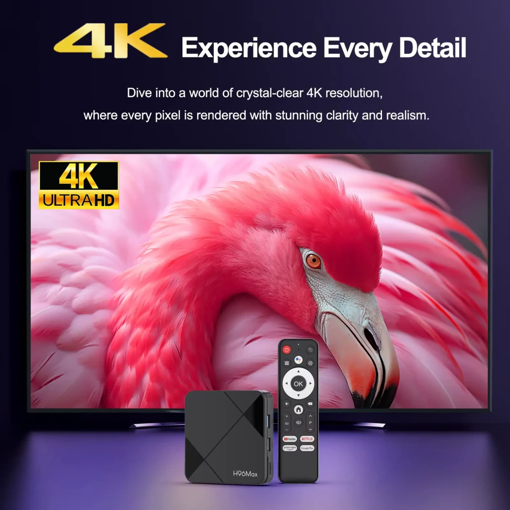 Reproductor Multimedia H96 Max 3518B RK3518 2G+8G Android 14 con control remoto, caja negra compacta con acabados geométricos y puertos laterales - Ítem2