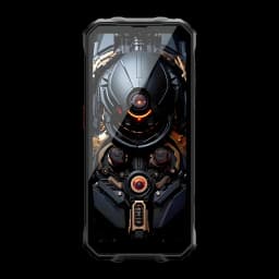 Oscal Marine 2 noir robuste, coque angulaire, grand écran brillant, accents métal noirs et cuivre, design industriel futuriste, module central circulaire