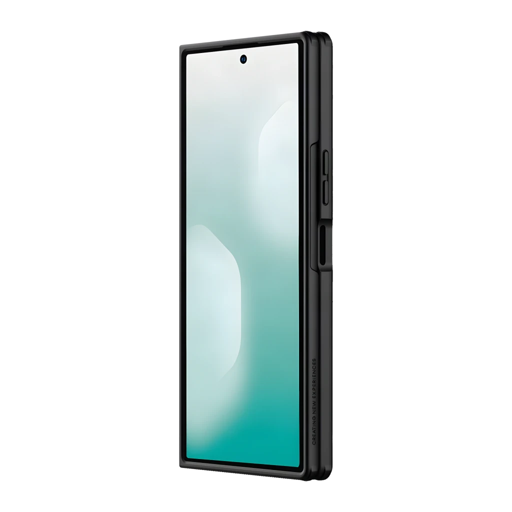 Capa para smartphone Nillkin Flex Pure Fold Pen Slot Preto Silicone líquido + PC, vista lateral: ecrã dobrável e botões