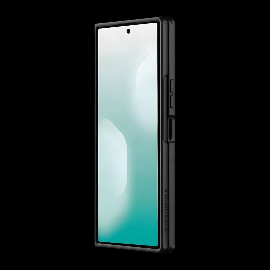 Capa para smartphone Nillkin Flex Pure Fold Pen Slot Preto Silicone líquido + PC, vista lateral: ecrã dobrável e botões