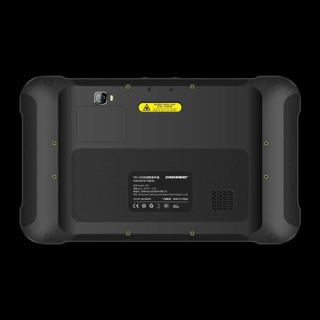 Chainway P80 SE4710 4Go/64Go 4G LTE IP65 Chutes 1.5m 8 pouces IPS 1920x1200, vue arrière: caméra arrière, étiquette laser