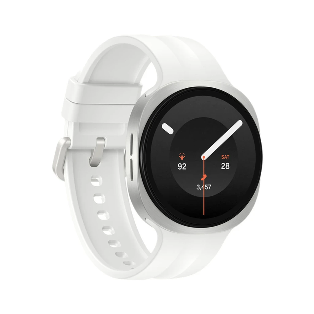 Samsung Galaxy Watch9 40mm plata con caja de aluminio plateada, bisel liso, dos botones laterales y correa de silicona blanca con hebilla ajustable - Ítem2