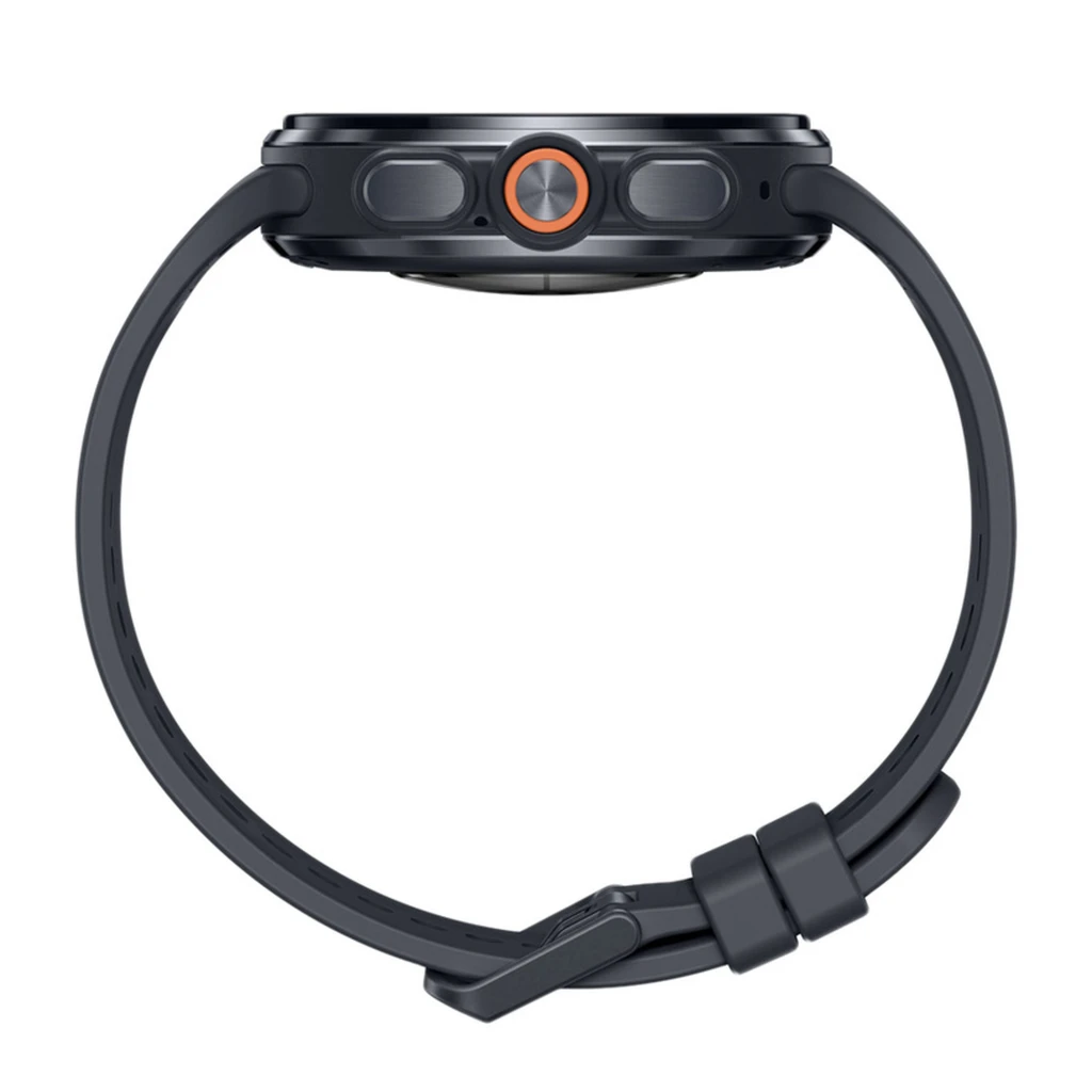 Samsung Galaxy Watch Ultra 2 47mm 4G en gris titanio con bisel robusto, dos botones laterales y correa deportiva perforada; pantalla circular con acentos - Ítem4