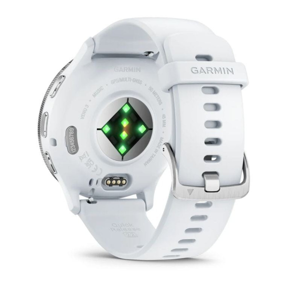 Garmin Venu 3 Blanco renovado en excelente estado, pantalla circular negra con llamada activa, botones laterales, bisel plateado y diseño elegante - Ítem1