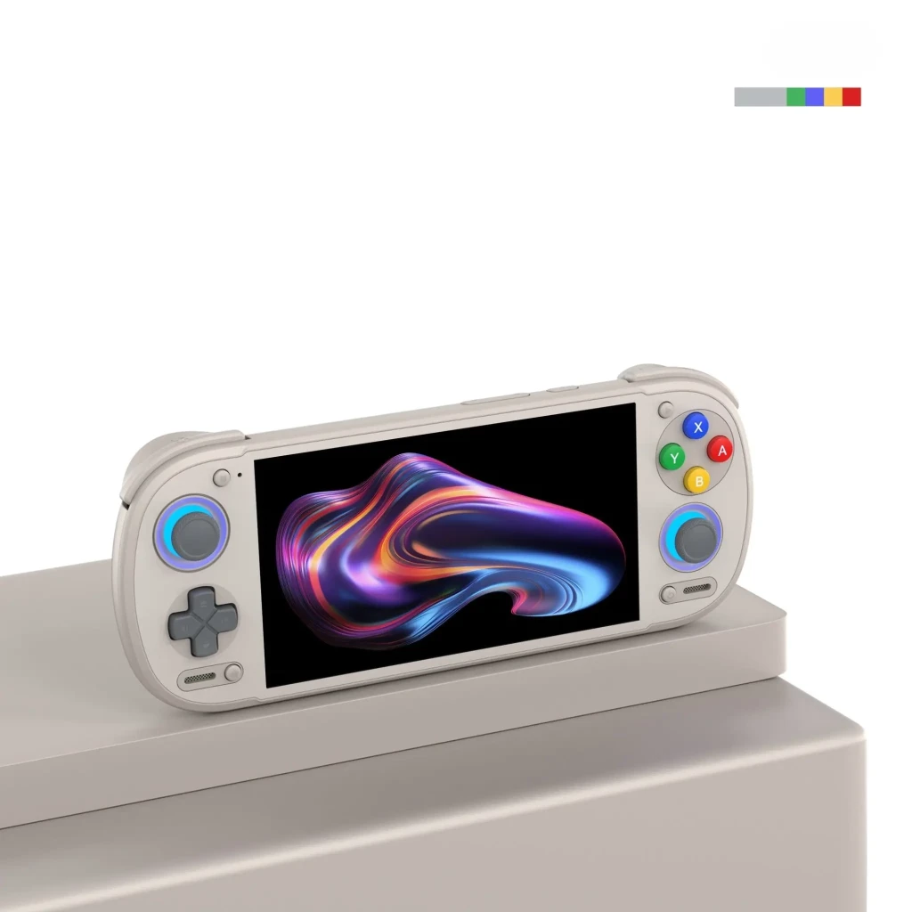 Retroid Pocket 6 Stick TOP AMOLED 12GB/128GB 16 Bits, consola portátil beige con pantalla AMOLED amplia, cruceta y dos sticks azules, botones ABXY de colores - Ítem4