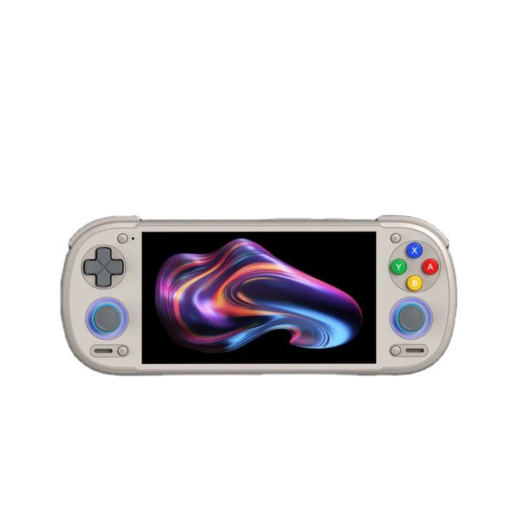 Retroid Pocket 6 Stick TOP AMOLED 12GB/128GB 16 Bits, consola portátil beige con pantalla AMOLED amplia, cruceta y dos sticks azules, botones ABXY de colores - Ítem