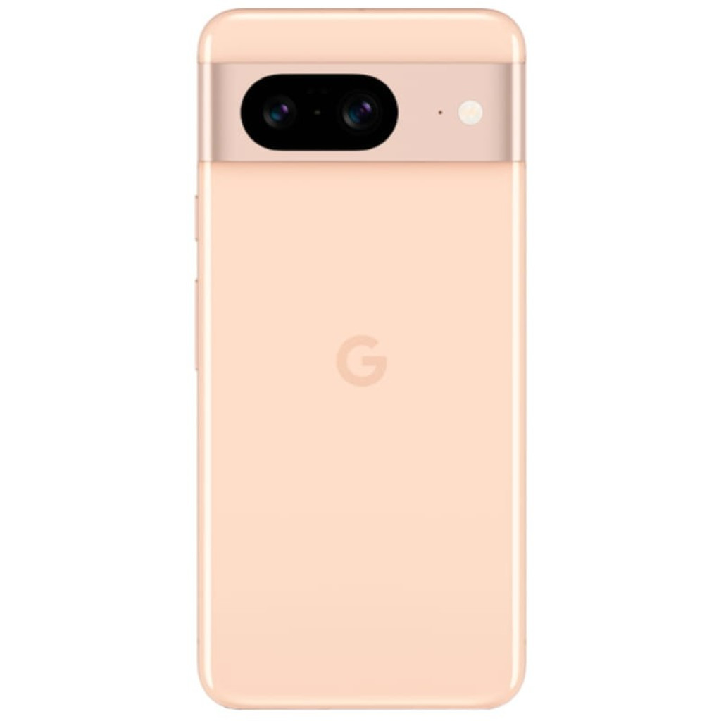 Google Pixel 8 5G rosa renovado en excelente estado con doble cámara trasera en módulo horizontal, acabado mate y logo G centrado, 8GB/128GB