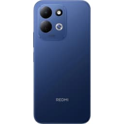 Xiaomi Redmi 17 4G azul con tapa trasera lisa, módulo de cámara triple destacada y flash, logo Redmi centrado; diseño elegante en acabado mate