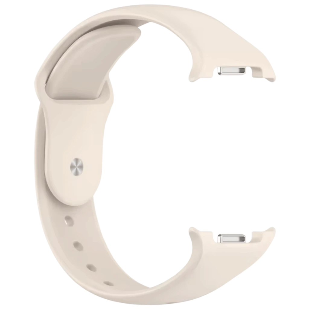 Pulseira de silicone bege para Samsung Galaxy Watch 8 e 9, macia e ajustável, fecho com pino e furos múltiplos, encaixe rápido e acabamento liso - Item1