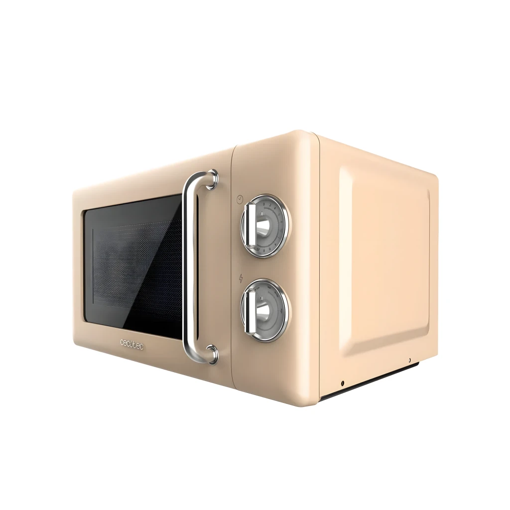 Cecotec ProClean 3010 Retro Beige 700W 20L, vue de face: porte noire, poignée chromée et deux boutons rotatifs argentés - Ítem2