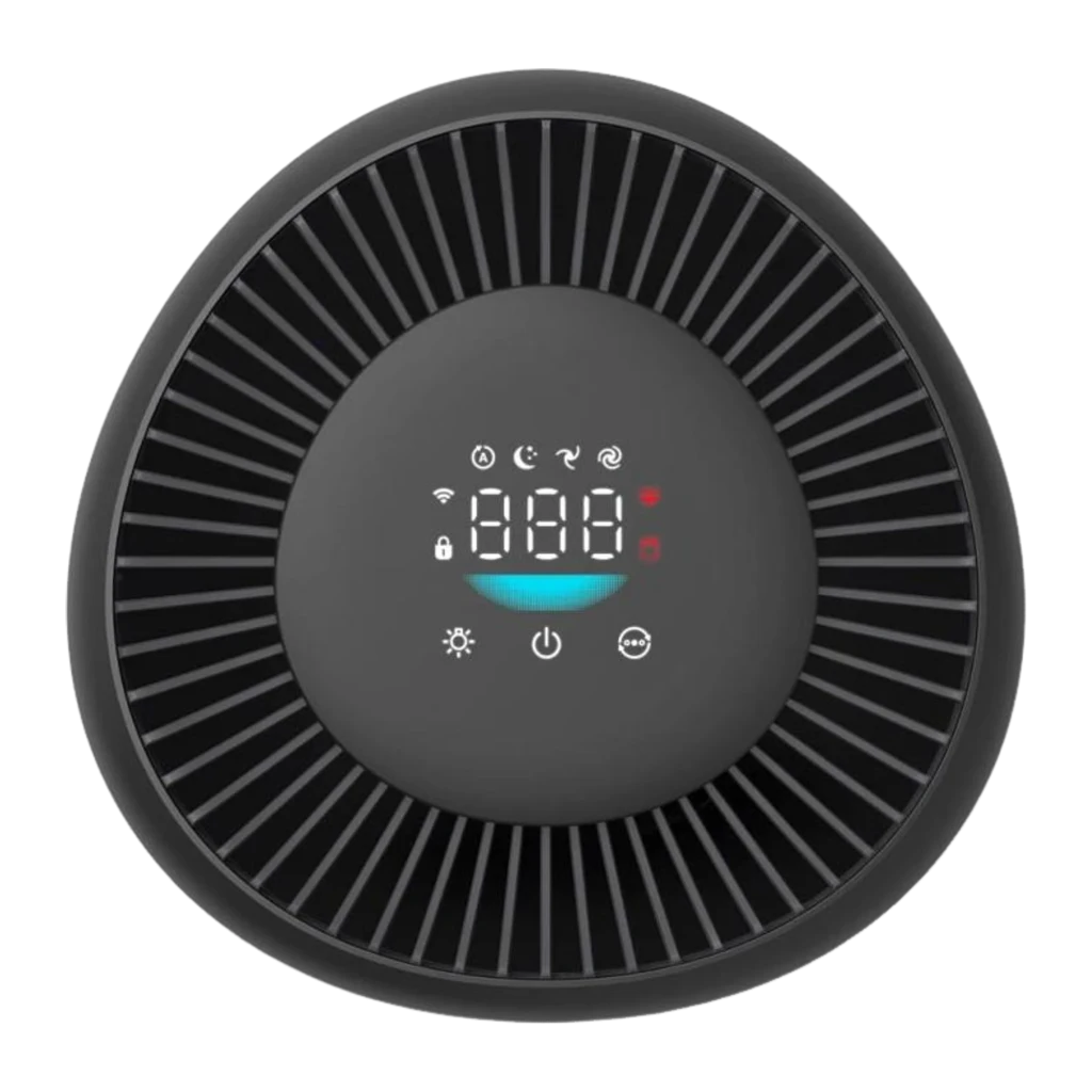 Philips PureProtect Mini AC0951/13 900 Series noir, vue de face en angle: corps cylindrique avec grilles verticales et - Ítem2