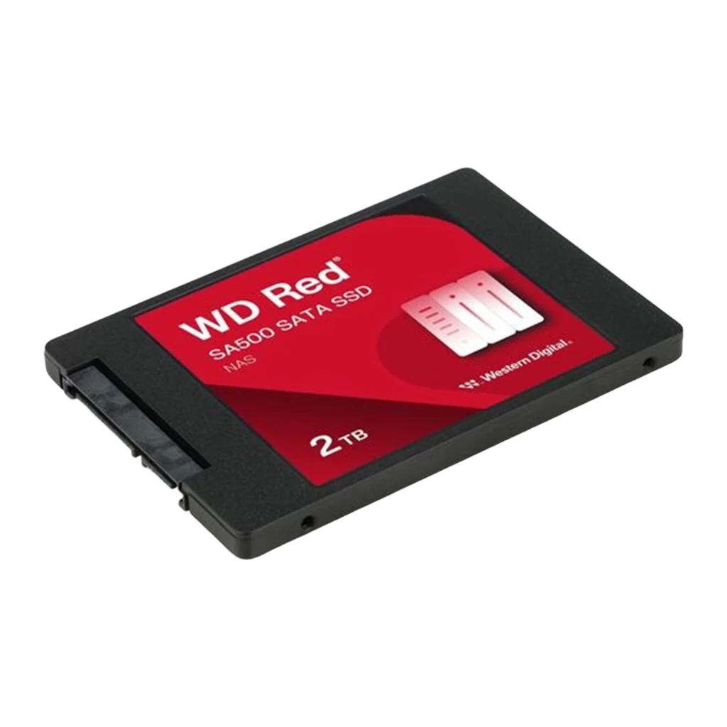 WD Red SA500 2TB rouge, vue de face: étiquette rouge avec logo WD Red SA500, capacité 2TB et marque Western Digital - Ítem1