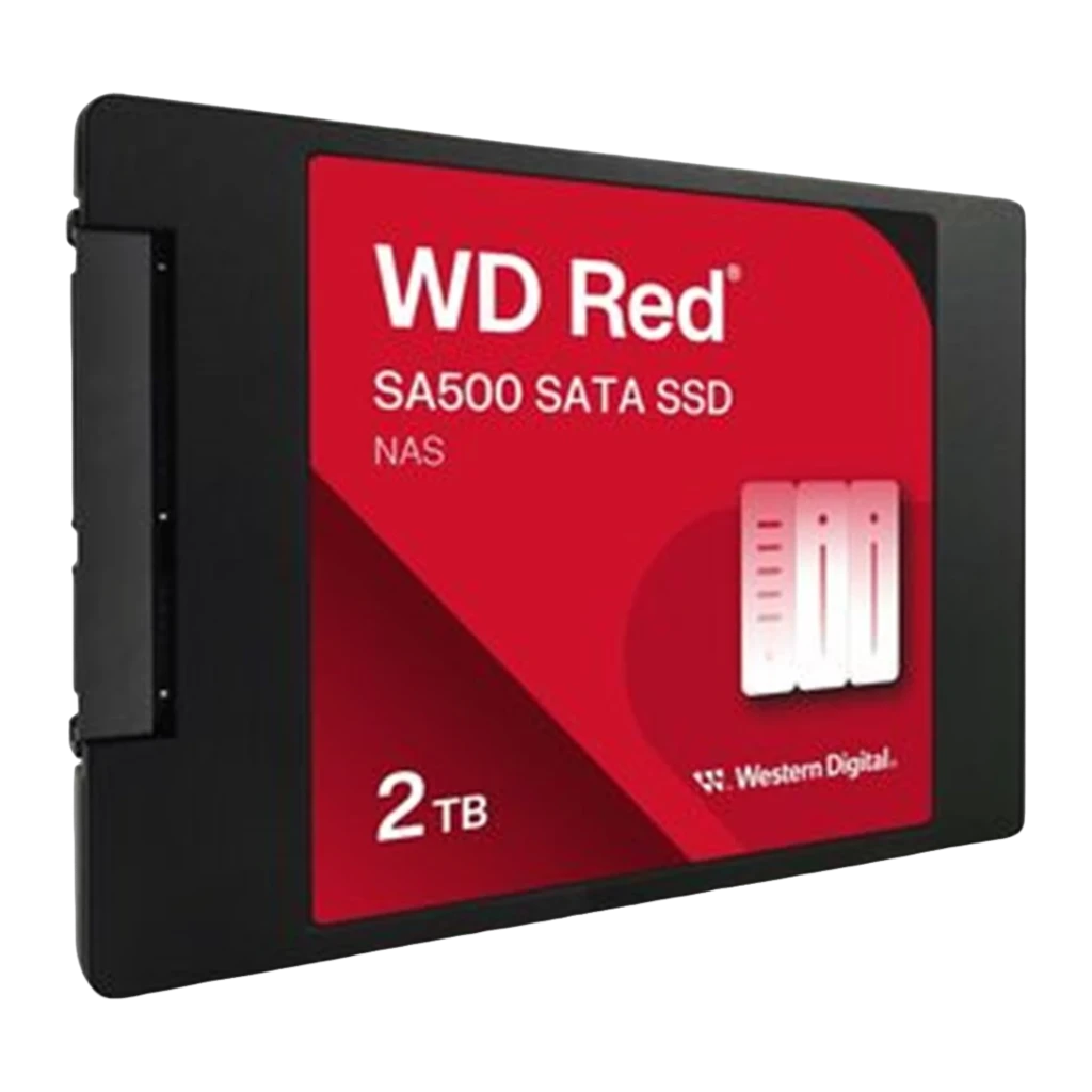 WD Red SA500 2TB rouge, vue de face: étiquette rouge avec logo WD Red SA500, capacité 2TB et marque Western Digital - Ítem2