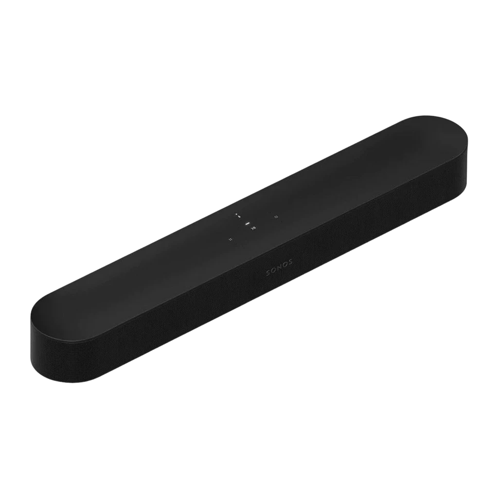 Sonos Beam Gen 2 noir, vue de face: grille en tissu, logo Sonos et commandes tactiles centrées - Ítem1