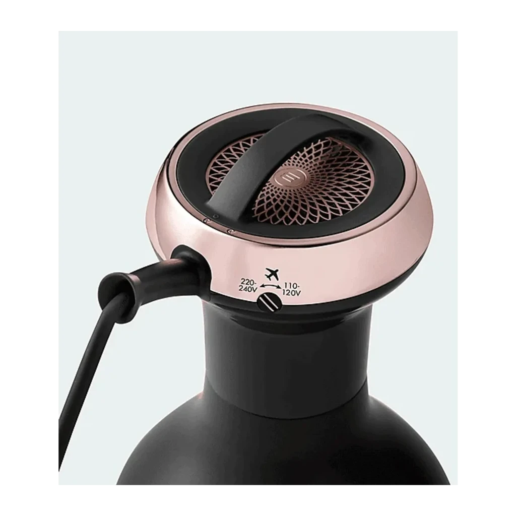 Bellissima Diffon Ion Ceramic 700W preto, vista frontal: corpo ergonómico preto com detalhes dourado-rosé, seletor de - Item2