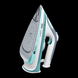 Braun TexStyle 3 SI5017GR branco, vista da sola na vertical: placa FreeGlide 3D com orifícios de vapor e logótipo gravado