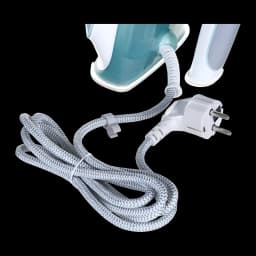 Braun TexStyle 3 SI5017GR branco, detalhe cabo: cabo trançado cinza enrolado com ficha europeia