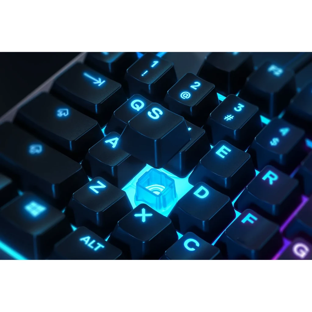 SteelSeries Apex 3 negro, vista superior: teclado completo con iluminación RGB multizona y reposamuñecas integrado - Ítem6