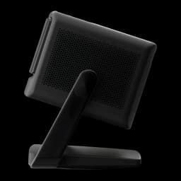 Dangbei DBOX02 Pro 4K 32GB preto, vista traseira: grelha de ventilação e suporte inclinado
