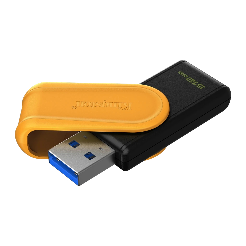 Kingston DataTraveler Exodia S 512GB negro amarillo, vista frontal: cuerpo negro con tapa deslizante amarilla y logo Kingston - Ítem1