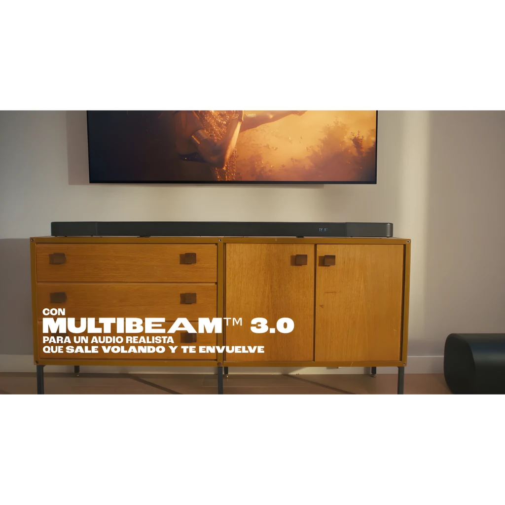 JBL Bar 500 MK2 5.1 noir, kit en perspective: barre, caisson de basses cylindrique sans fil et télécommande - Ítem6