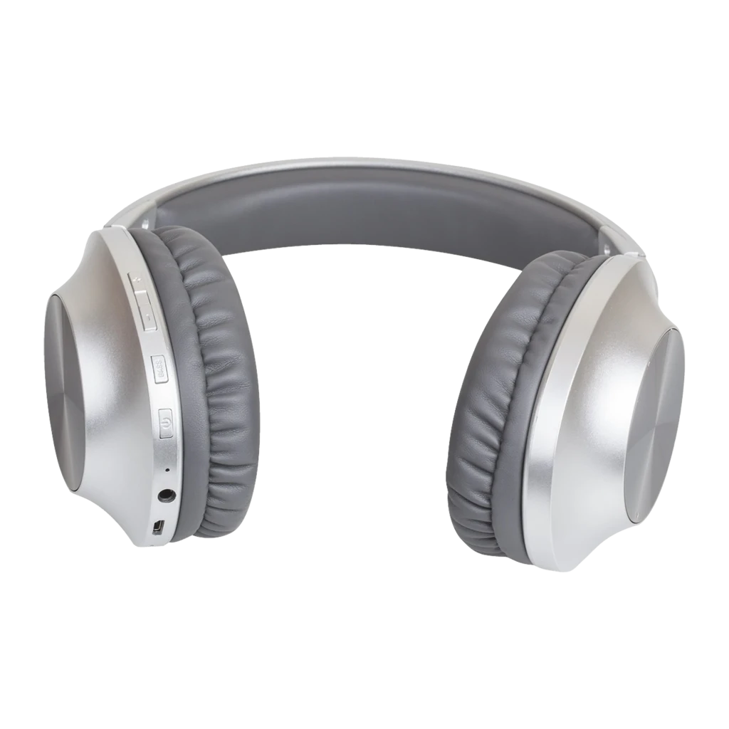 Panasonic RB-HX220B Bluetooth plateados, vista en ángulo: cápsula derecha con disco metálico concéntrico y almohadilla gris - Ítem2