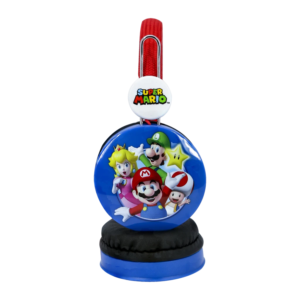 OTL Super Mario & Friends Kids Core casque bleu/rouge, vue latérale: arceau rouge, coussinets bleus avec personnages Mario, - Ítem3