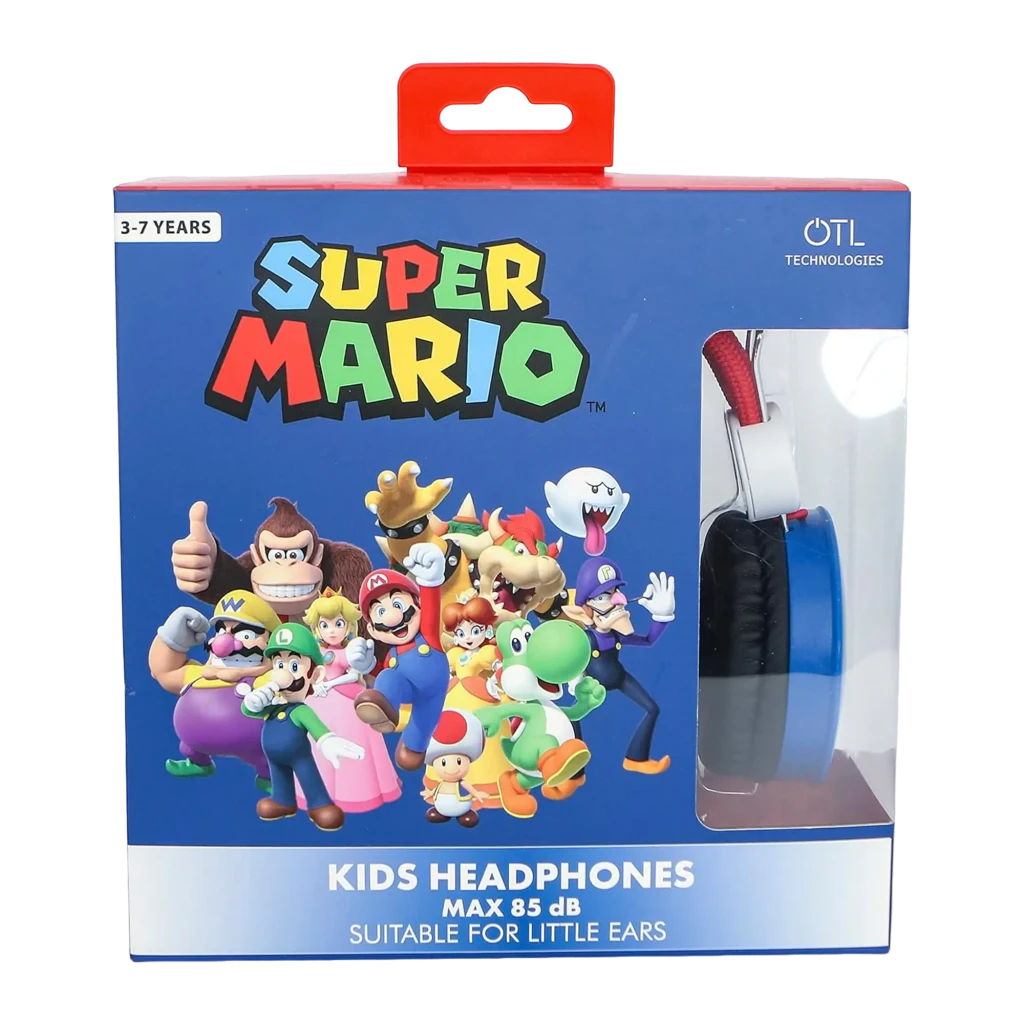 OTL Super Mario & Friends Kids Core casque bleu/rouge, vue latérale: arceau rouge, coussinets bleus avec personnages Mario, - Ítem1