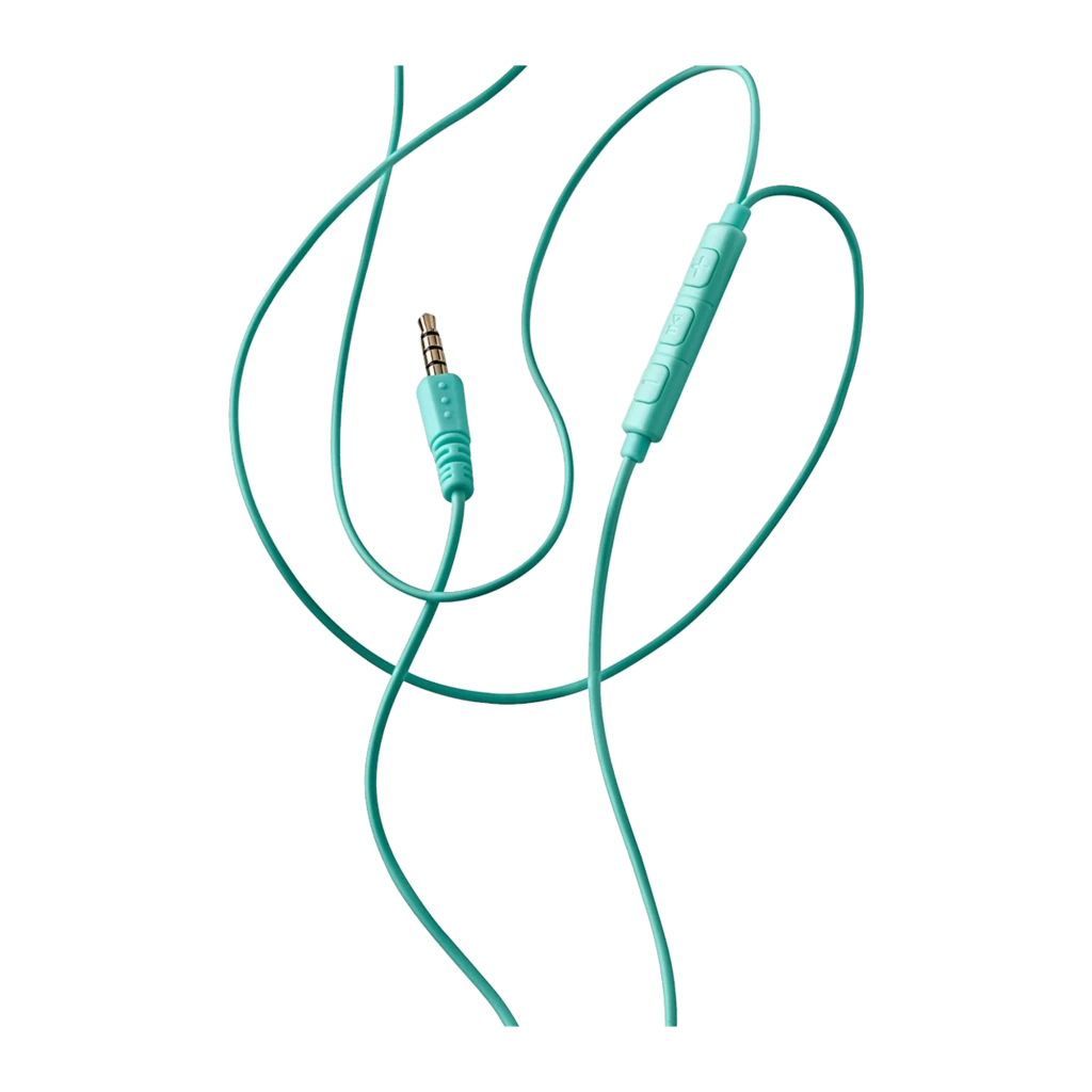 NGS Auriculares Cross Drift Menta, vista detalle: auriculares in-ear con cable, mando de 3 botones y jack dorado - Ítem2