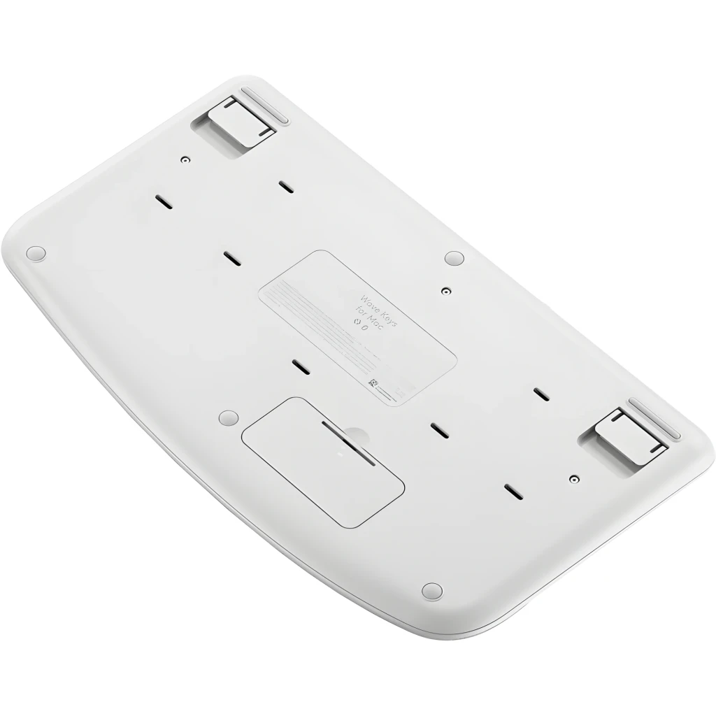 Logitech Wave Keys for Mac blanc, vue de dessus: disposition ergonomique ondulée, pavé numérique et repose-poignets rembourré - Ítem4