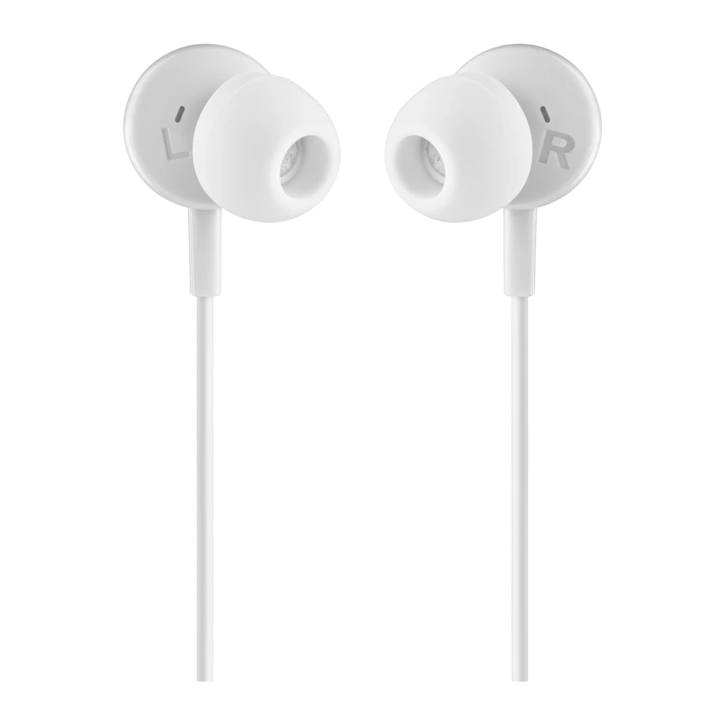 NGS Cross Drift blanco, vista detalle: auriculares in-ear con cable, mando inline con 3 botones y jack 3.5mm dorado - Ítem2