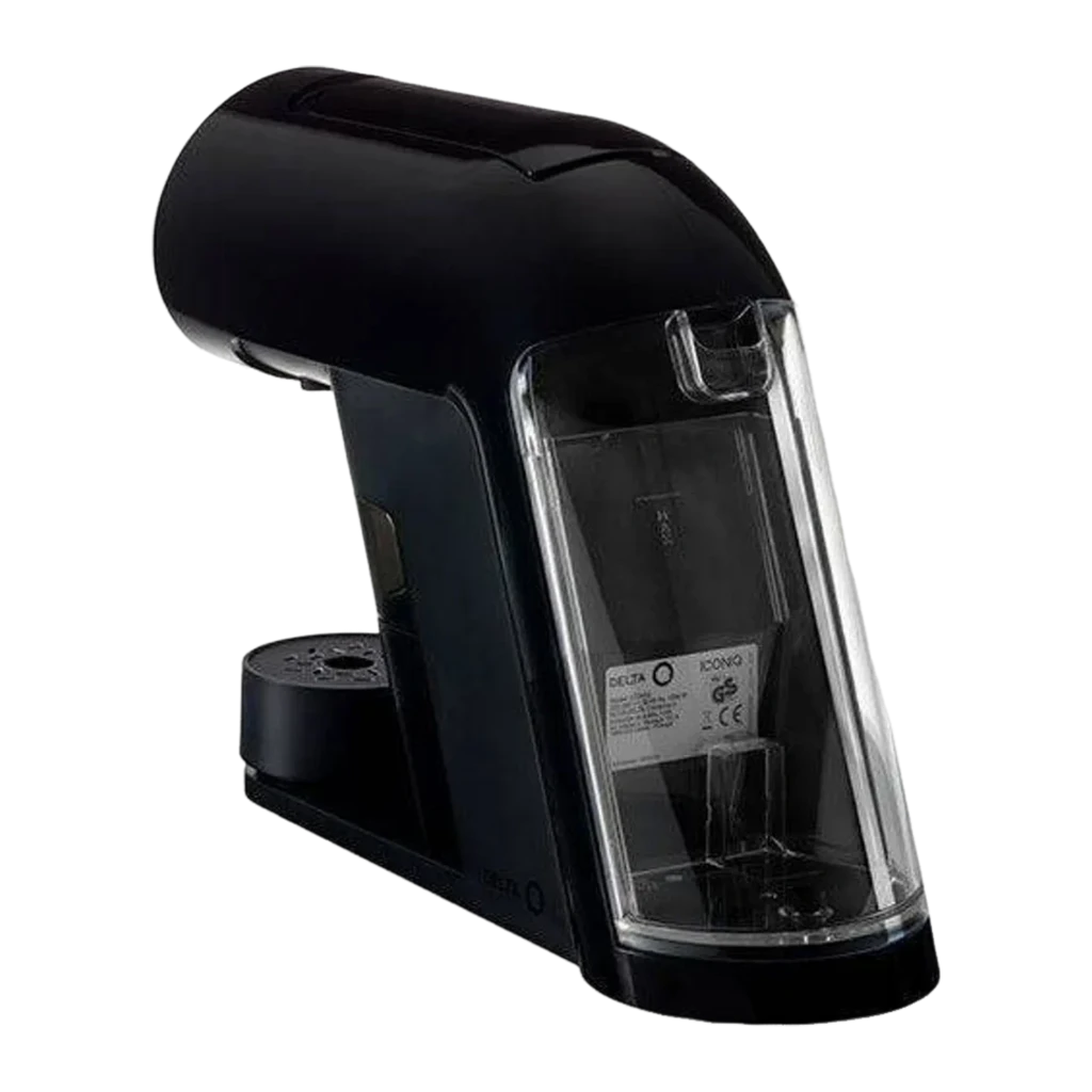 Delta Q Cafetera Cápsulas IconiQ Preta, vista lateral: painel tátil com 3 botões e suporte de cápsulas removido - Item2