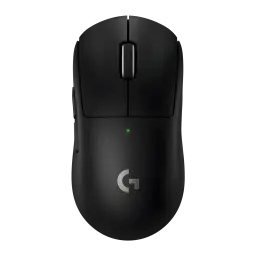 Logitech Rato G PRO X Superlight 2 Preto, vista superior: roda de scroll, LED verde e logótipo G prateado em corpo mate