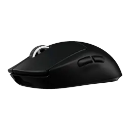Logitech Rato G PRO X Superlight 2 Preto, vista lateral direita: dois botões laterais e roda branca visíveis em ângulo