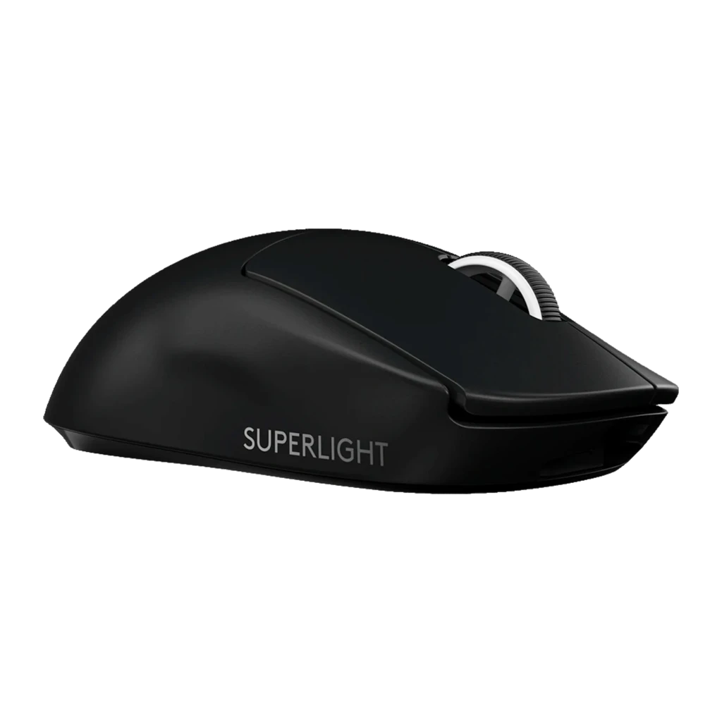 Logitech Souris G PRO X Superlight 2 Noir, vue du dessus: molette, LED verte et logo G argenté sur corps mat - Ítem2