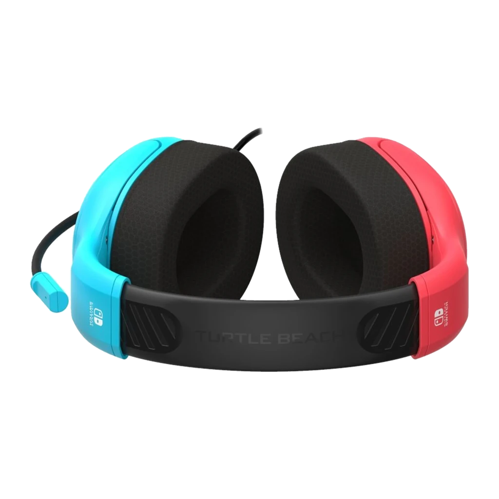 Turtle Beach Airlite Fit Neon Blue & Red bleu, vue latérale: casque bleu et rouge avec micro flexible et logo Nintendo Switch - Ítem1