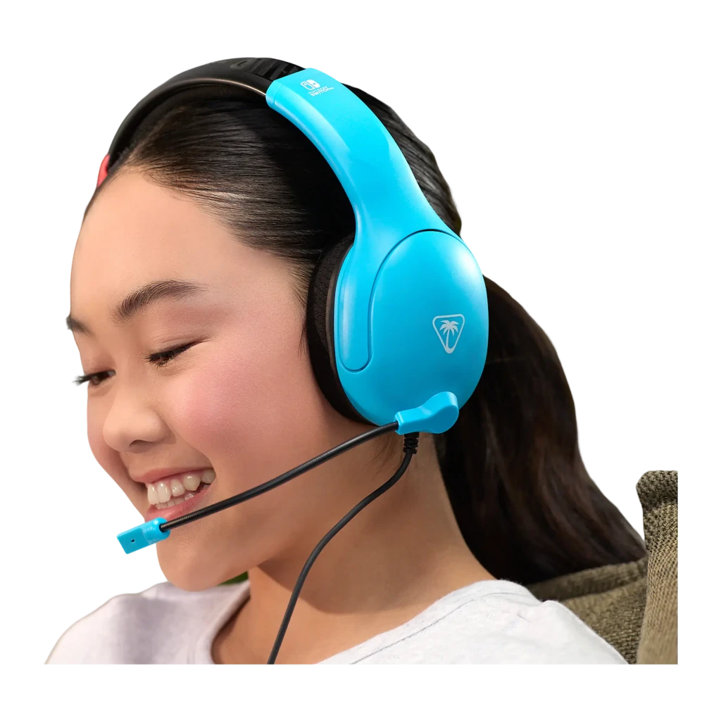 Turtle Beach Airlite Fit Neon Blue & Red bleu, vue latérale: casque bleu et rouge avec micro flexible et logo Nintendo Switch - Ítem10