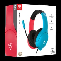 Turtle Beach Airlite Fit Neon Blue & Red azul, caja: packaging Nintendo Switch con auriculares azul y rojo y micrófono