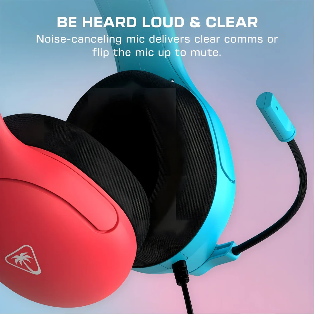 Turtle Beach Airlite Fit Neon Blue & Red bleu, vue latérale: casque bleu et rouge avec micro flexible et logo Nintendo Switch - Ítem9