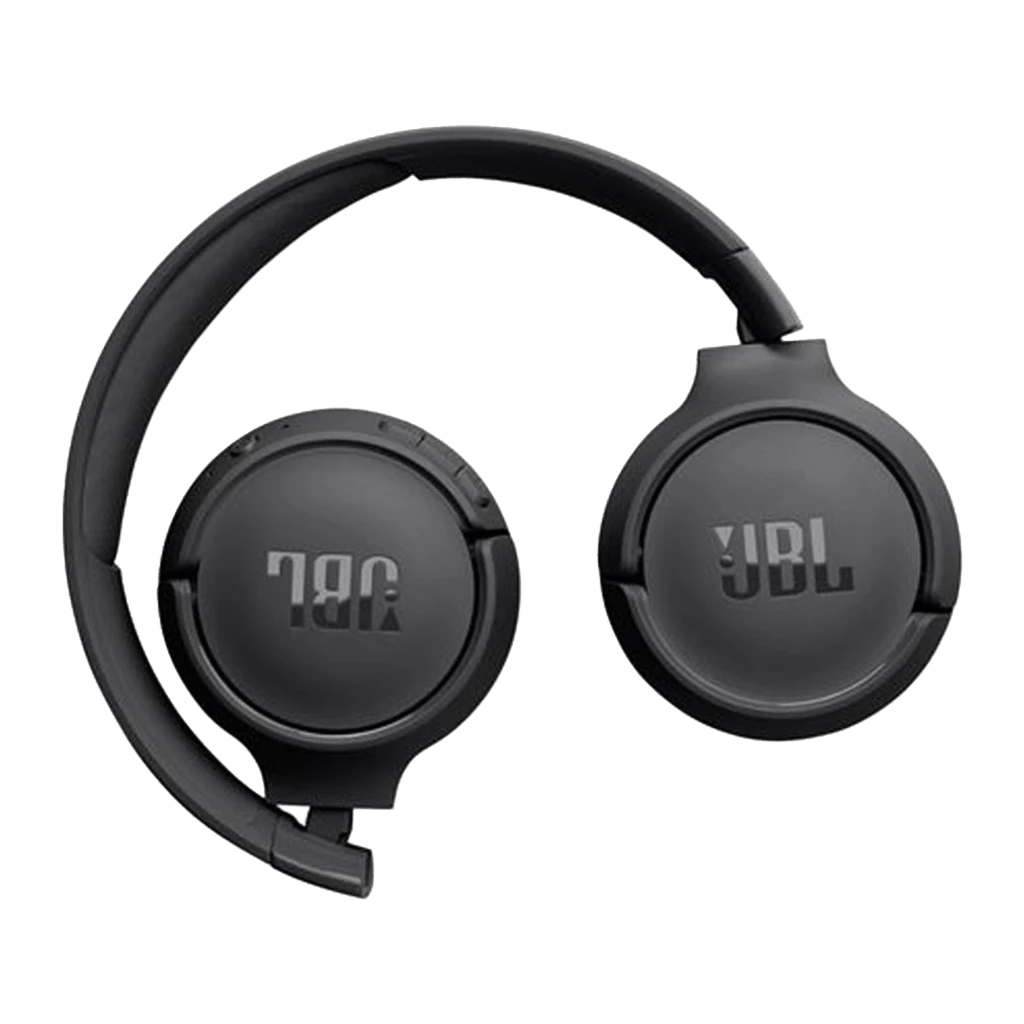JBL Tune 520BT noir, vue en angle: écouteur droit avec logo JBL et boutons de volume visibles - Ítem1