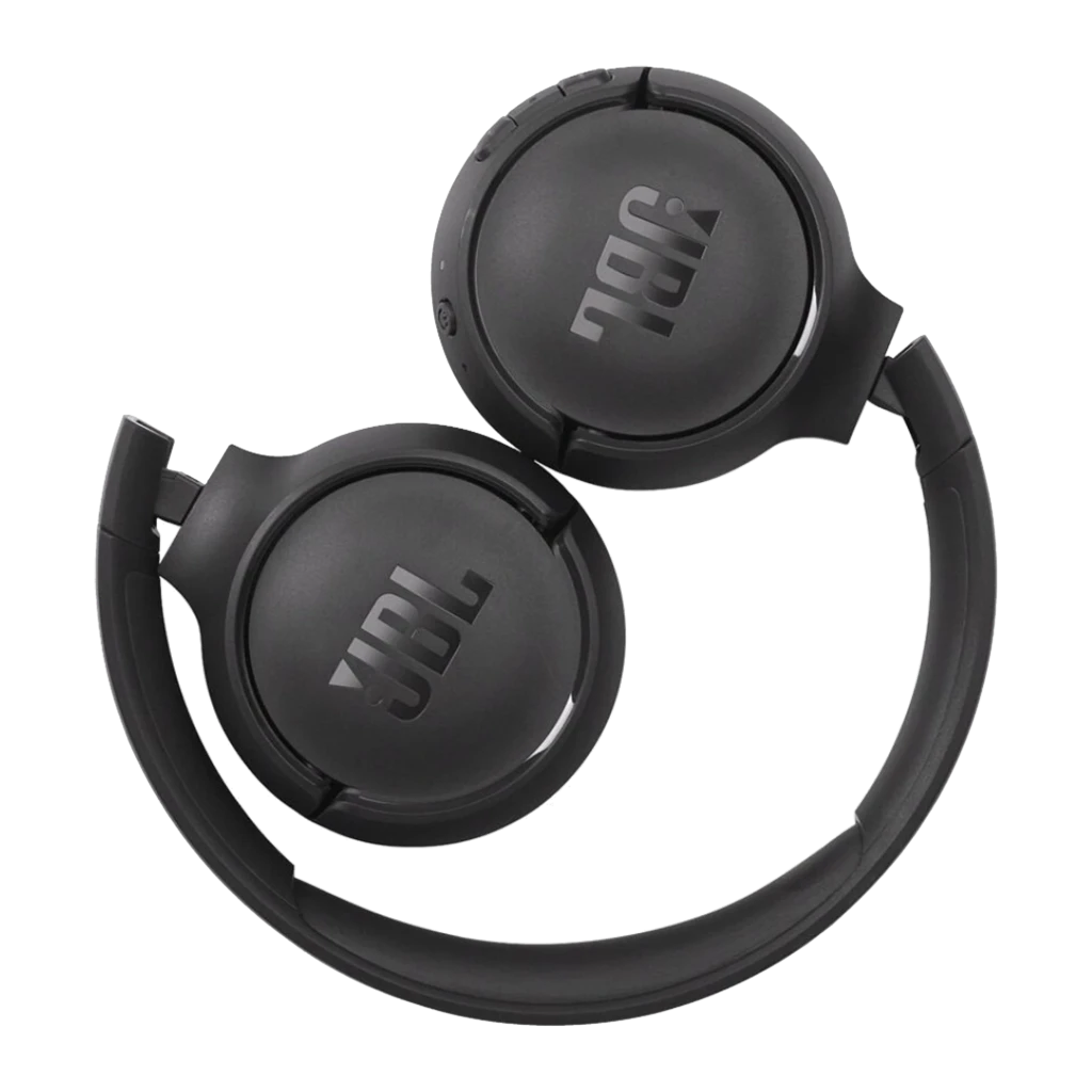 JBL Tune 520BT noir, vue en angle: écouteur droit avec logo JBL et boutons de volume visibles - Ítem3
