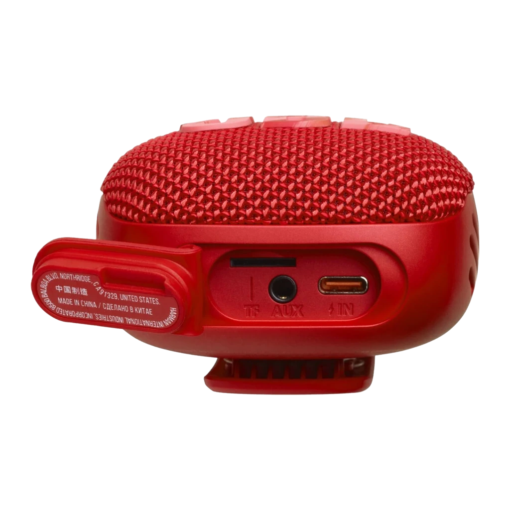 JBL Altavoz Bluetooth Wind 3S rojo, vista frontal: rejilla textil, logo JBL y botones de control integrados - Ítem3