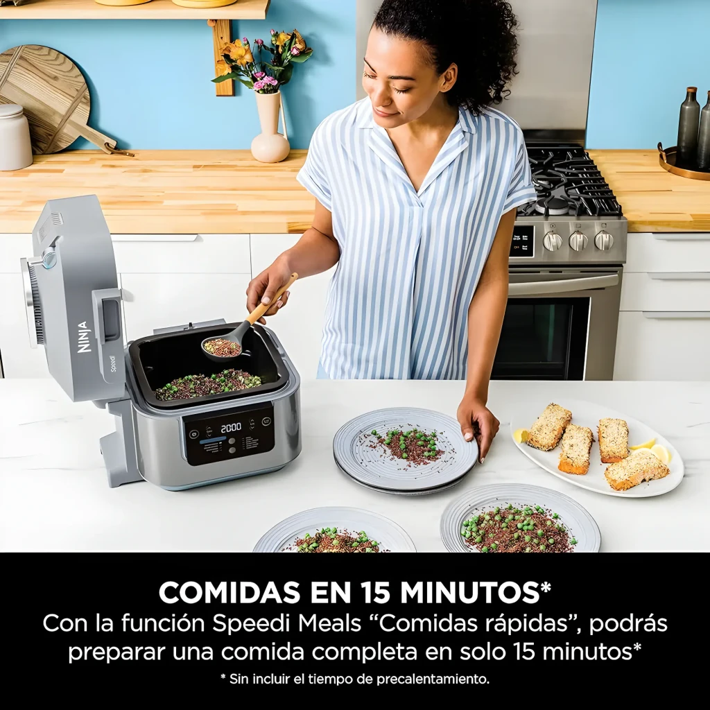 Ninja Speedi ON400EU 5,7L Gris, vue de face: panneau de commande avec modes Rapid Cooker et Air Fry visibles - Ítem4