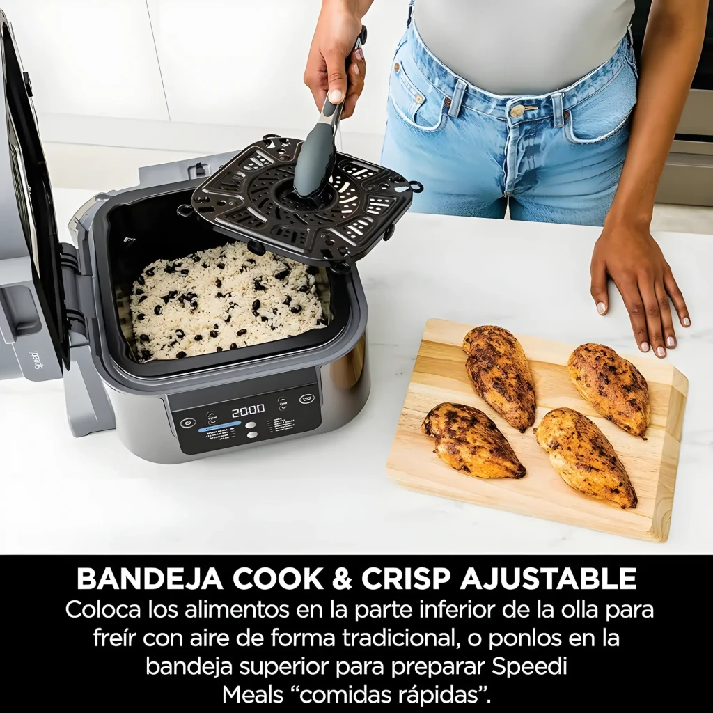 Ninja Speedi ON400EU 5,7L Gris, vue de face: panneau de commande avec modes Rapid Cooker et Air Fry visibles - Ítem5