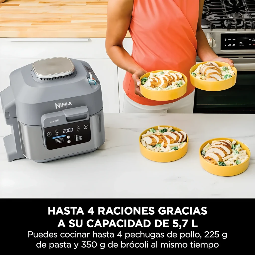 Ninja Speedi ON400EU 5,7L Gris, vue de face: panneau de commande avec modes Rapid Cooker et Air Fry visibles - Ítem6