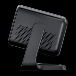 Dangbei N3 Max Proyector 4K negro, vista trasera: rejillas de ventilación perforadas y soporte integrado en ángulo lateral