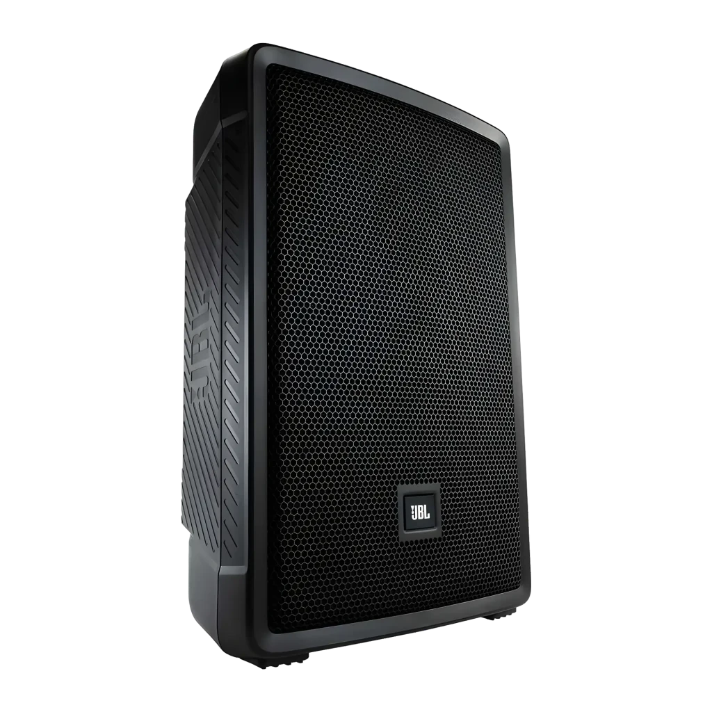 JBL IRX112BT Negro, vista frontal: rejilla metálica hexagonal y logo JBL centrado en carcasa negra - Ítem1