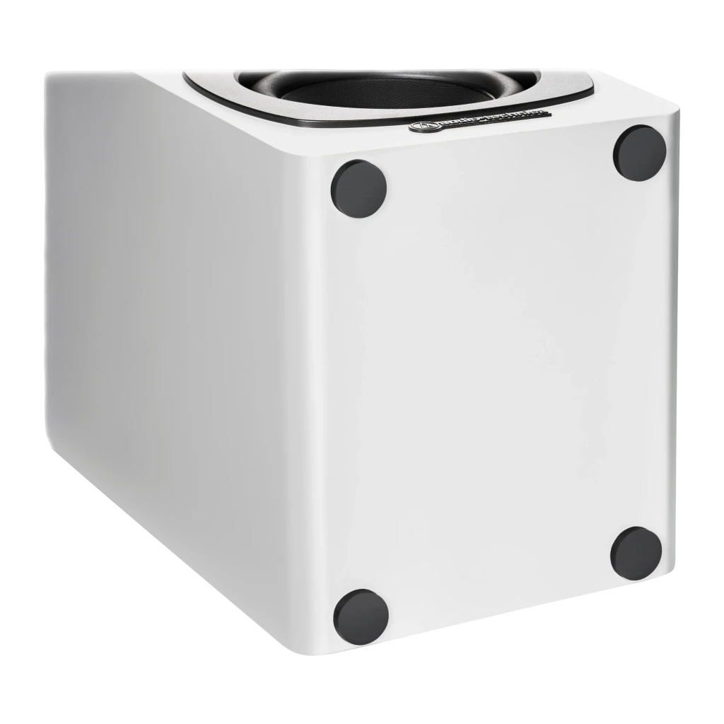Audio-Technica AT-SP3X Branco, vista frontal par: woofer e tweeter pretos em gabinete branco com logo - Item2